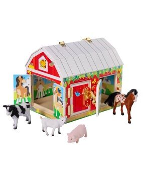 Melissa & Doug Latches Barn A – Wooden Toy with Farm Animals 5 Different Locks!